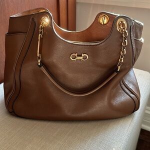 Salvatore Ferragamo Brown Leather Bag in EUC